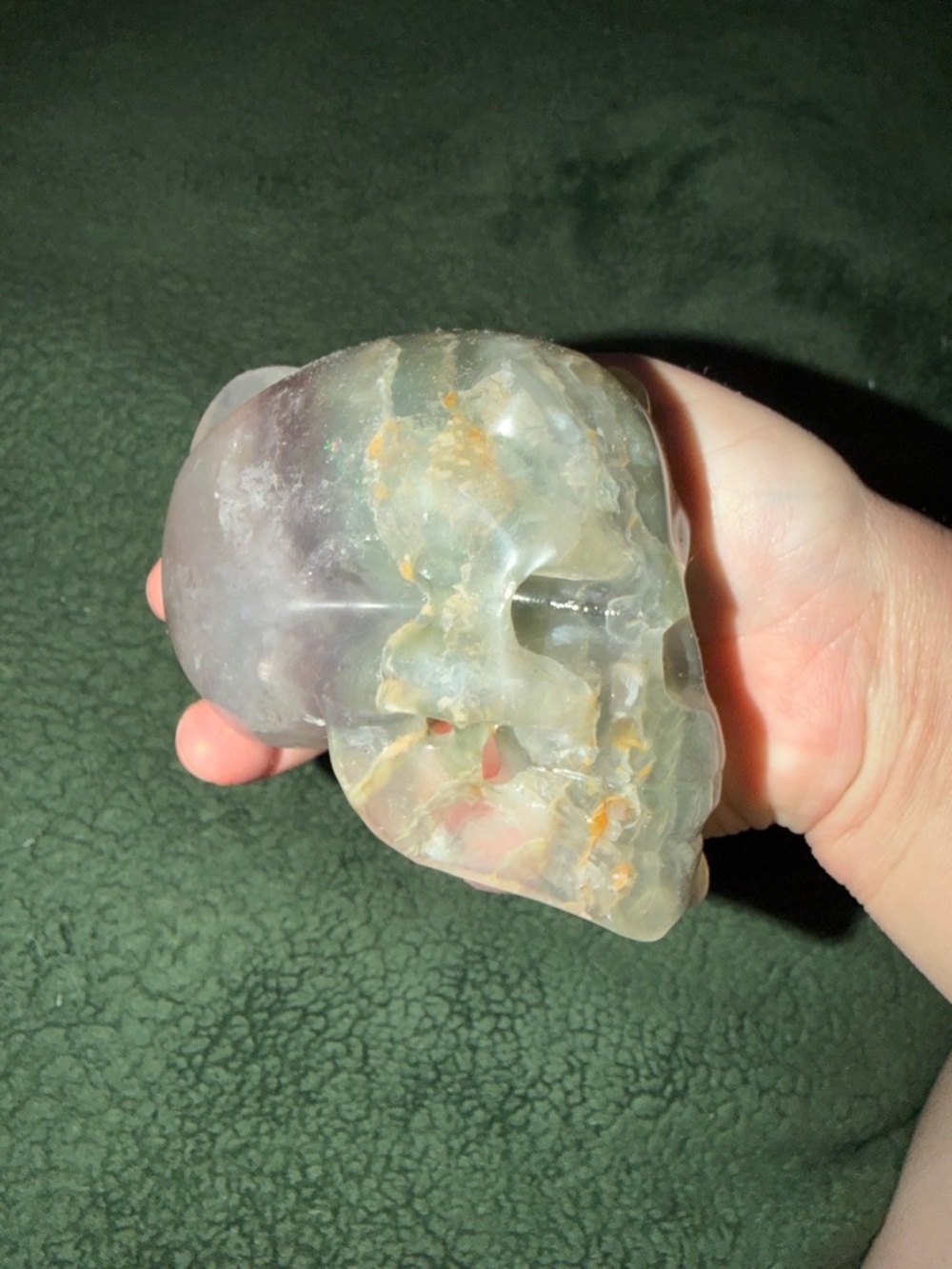 Hand-Carved Translucent Crystal Skull - Multi-Tone Hues